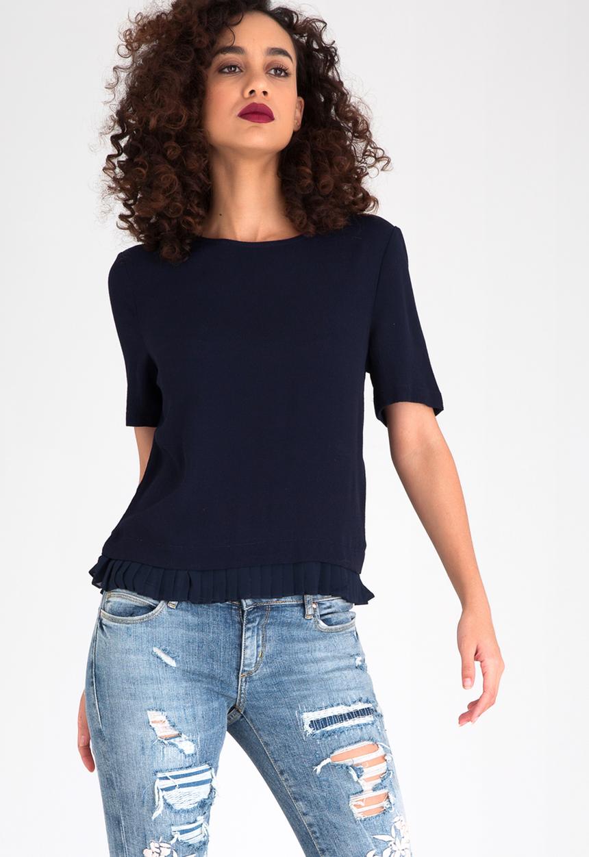 ONLY - Lea Pleat Detail Top Navy
