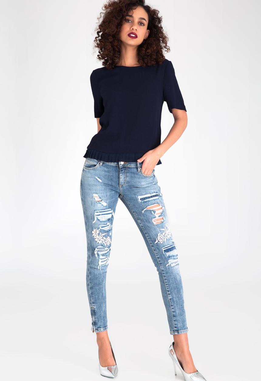 ONLY - Lea Pleat Detail Top Navy