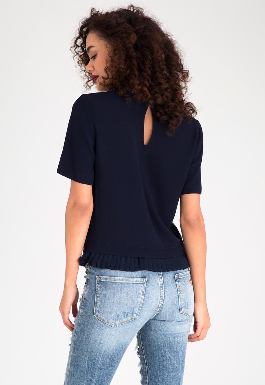 ONLY - Lea Pleat Detail Top Navy