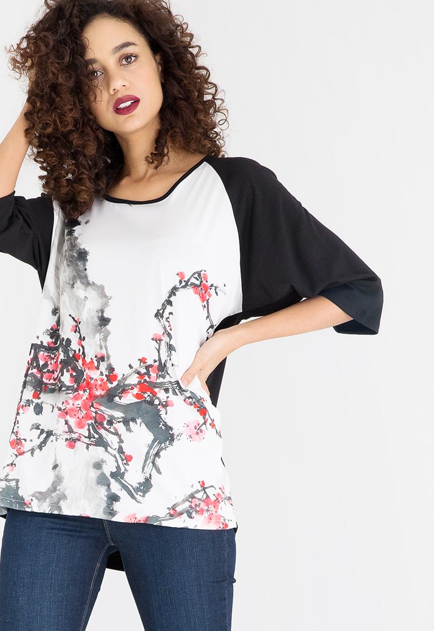 Cheryl Arthur - Japanese Cherry Blossom Top Black and White