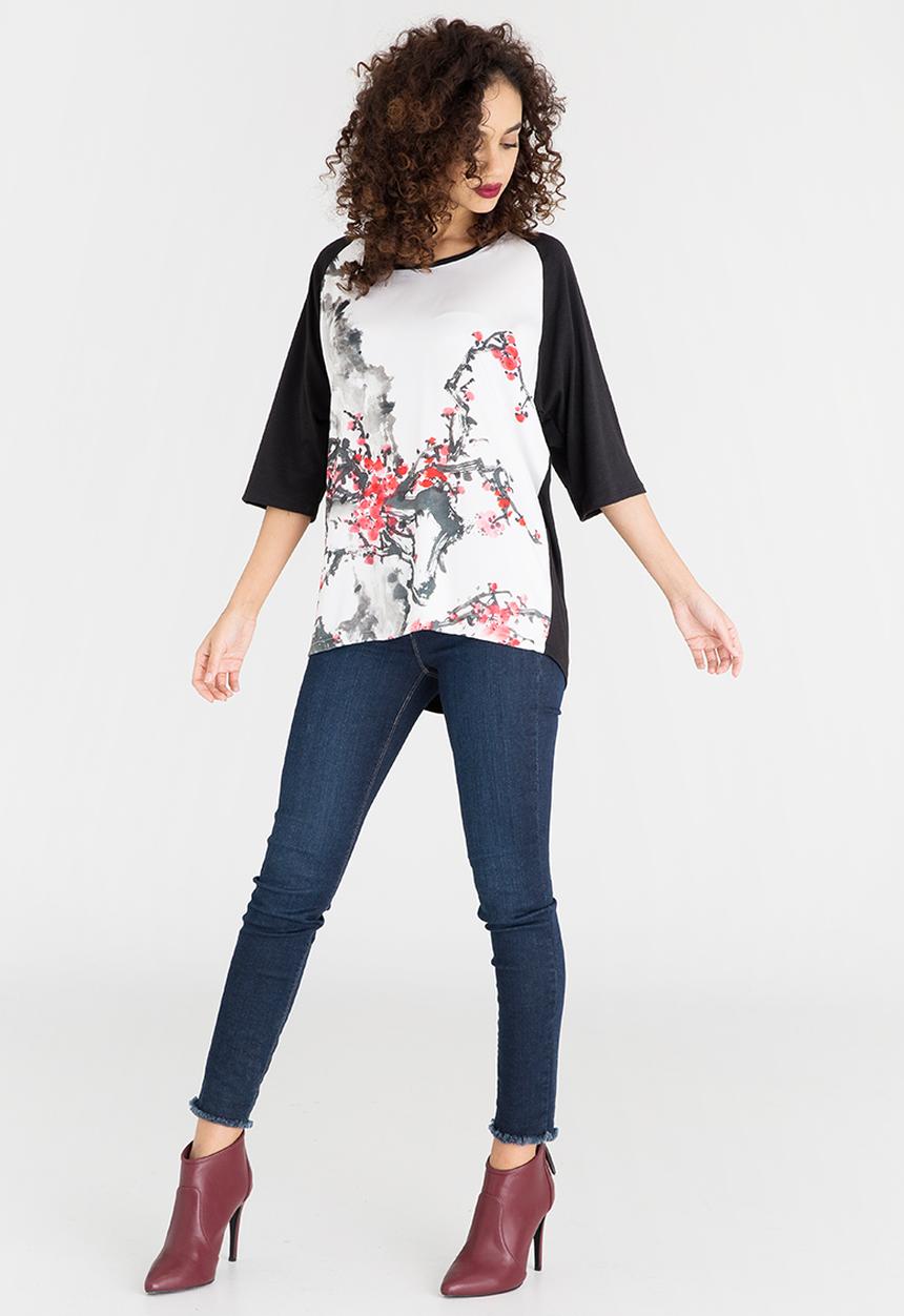 Cheryl Arthur - Japanese Cherry Blossom Top Black and White