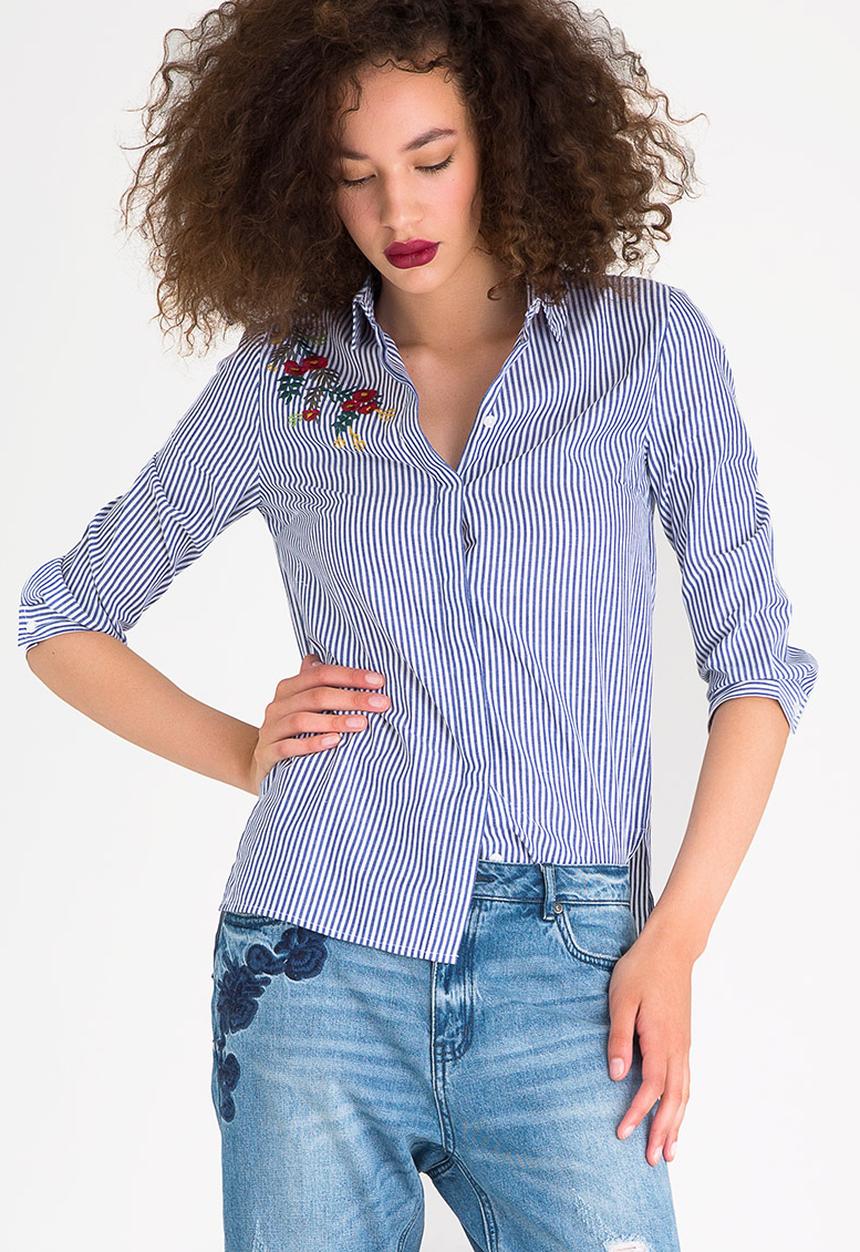 ONLY - Drive Embroidery Detail Shirt Blue