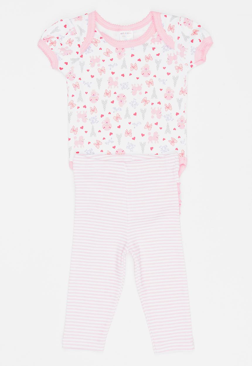 Twin Clothing - Short Sleeve Paris Two Piece Set Mid Pink
