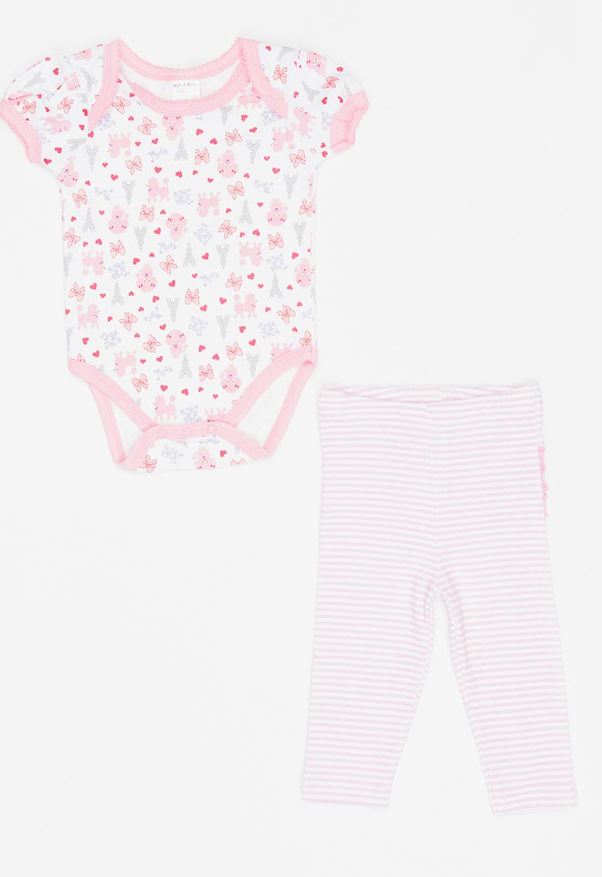 Twin Clothing - Short Sleeve Paris Two Piece Set Mid Pink