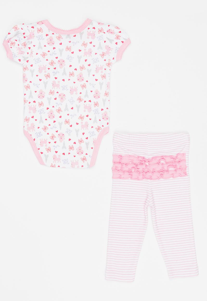 Twin Clothing - Short Sleeve Paris Two Piece Set Mid Pink
