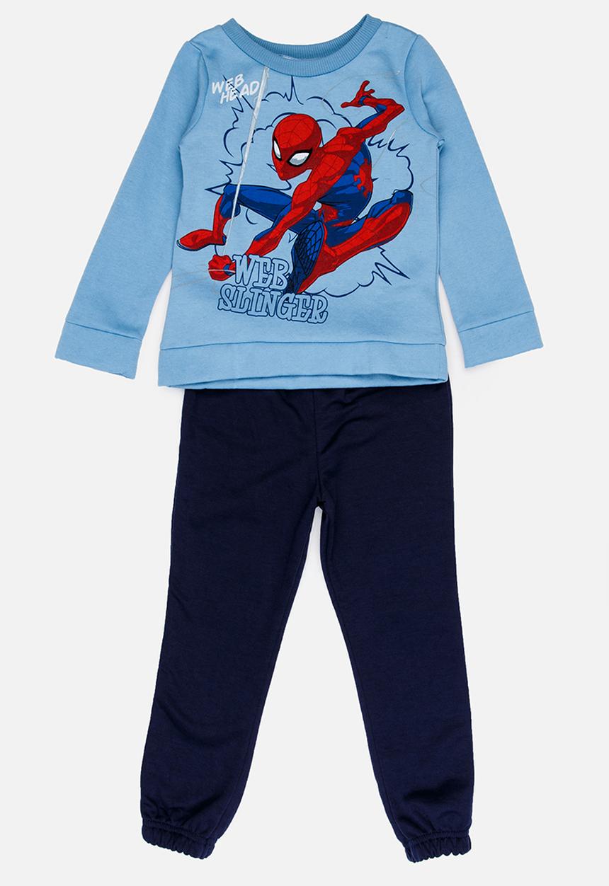 Pop Candy - Spider Man Sweat Top  And Jogger Set Mid Blue