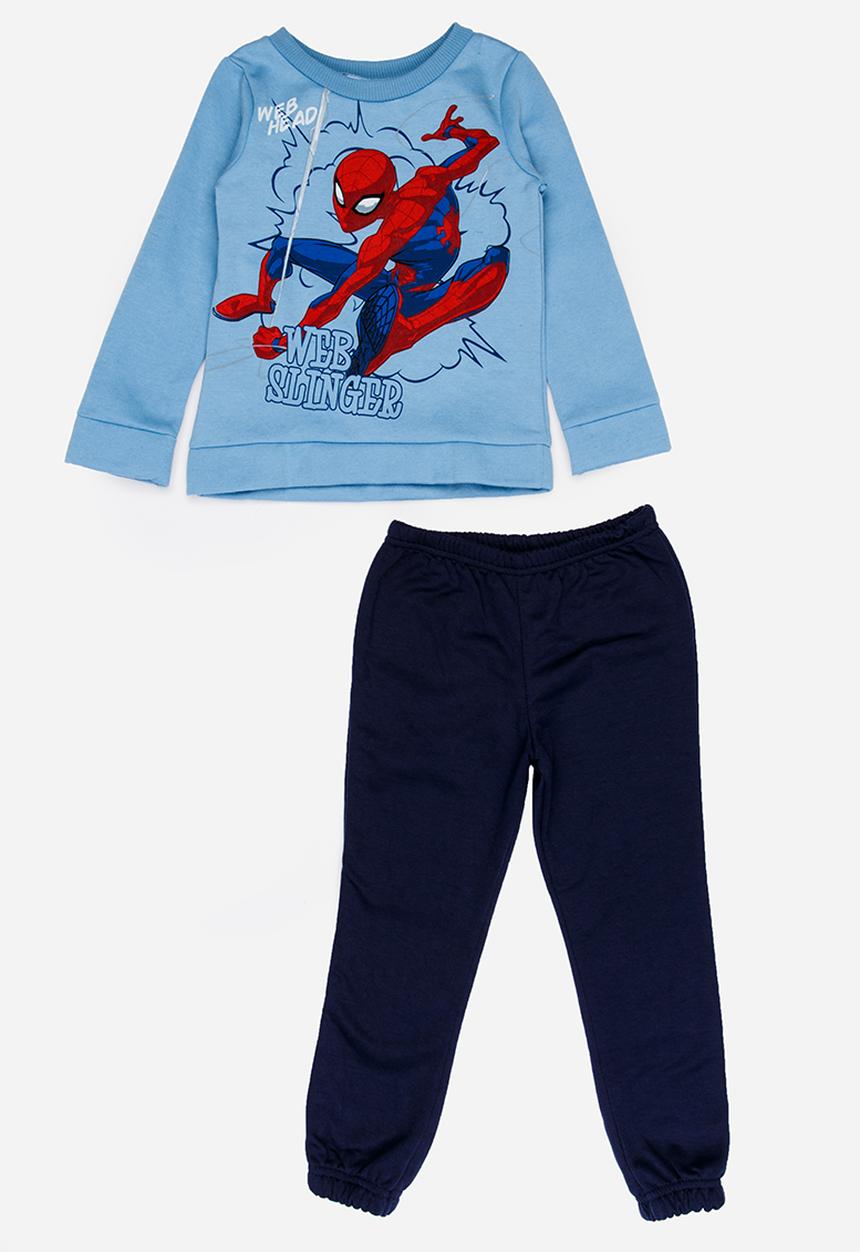Pop Candy - Spider Man Sweat Top  And Jogger Set Mid Blue