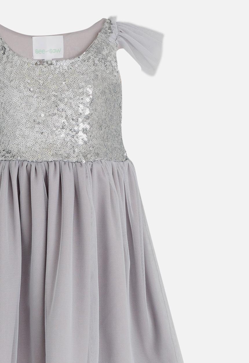 See-Saw - Sequin Combo Dress Silver
