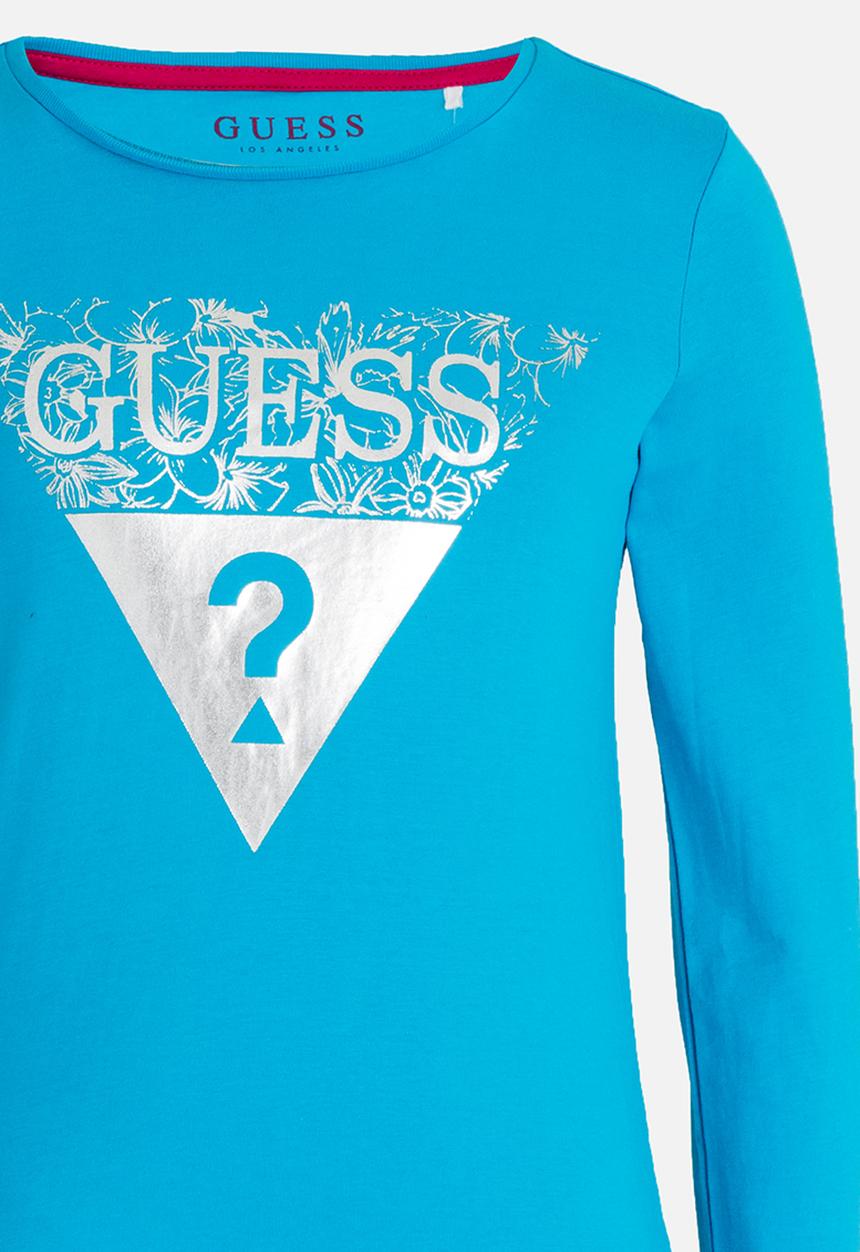 GUESS - Girls Tri Flower Tee Aqua