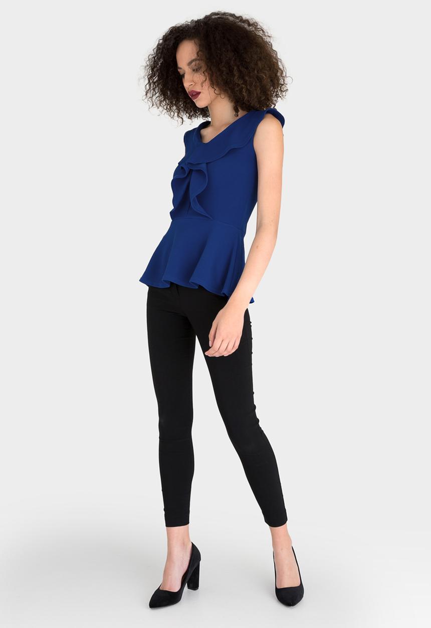 edit - Peplum Frilled Sleeveless Top Cobalt