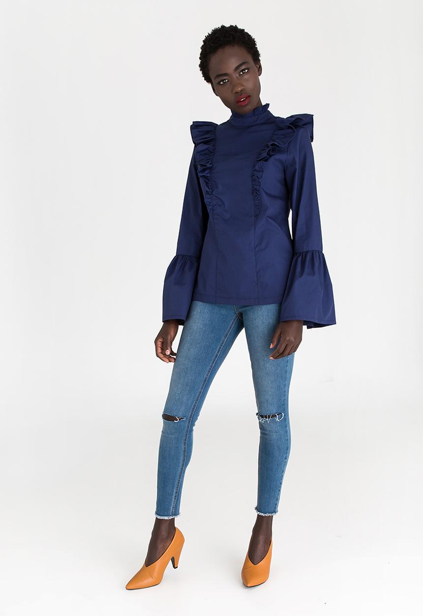 STYLE REPUBLIC - Frill Detail Blouse Navy