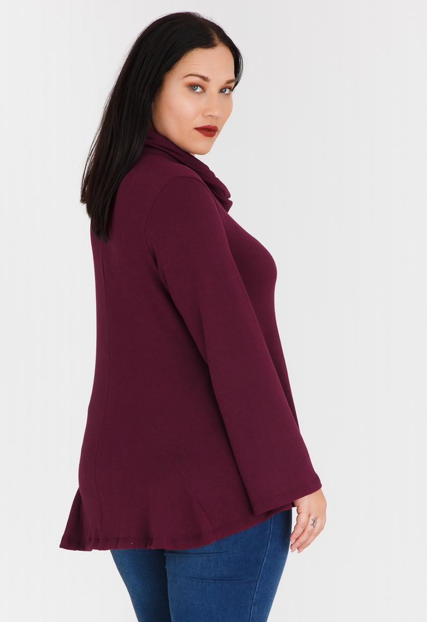 edit Plus - Cowl Neck Jersey Dark Red
