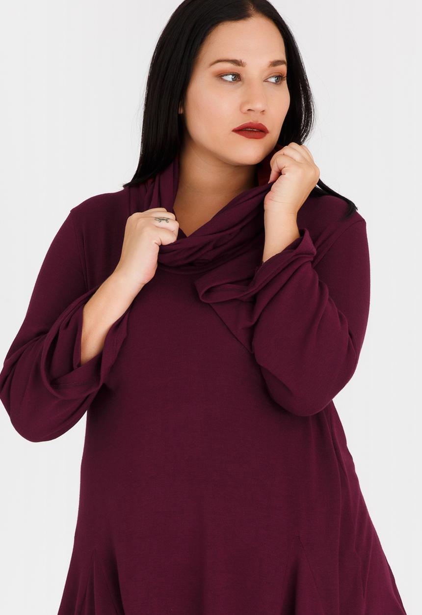 edit Plus - Cowl Neck Jersey Dark Red