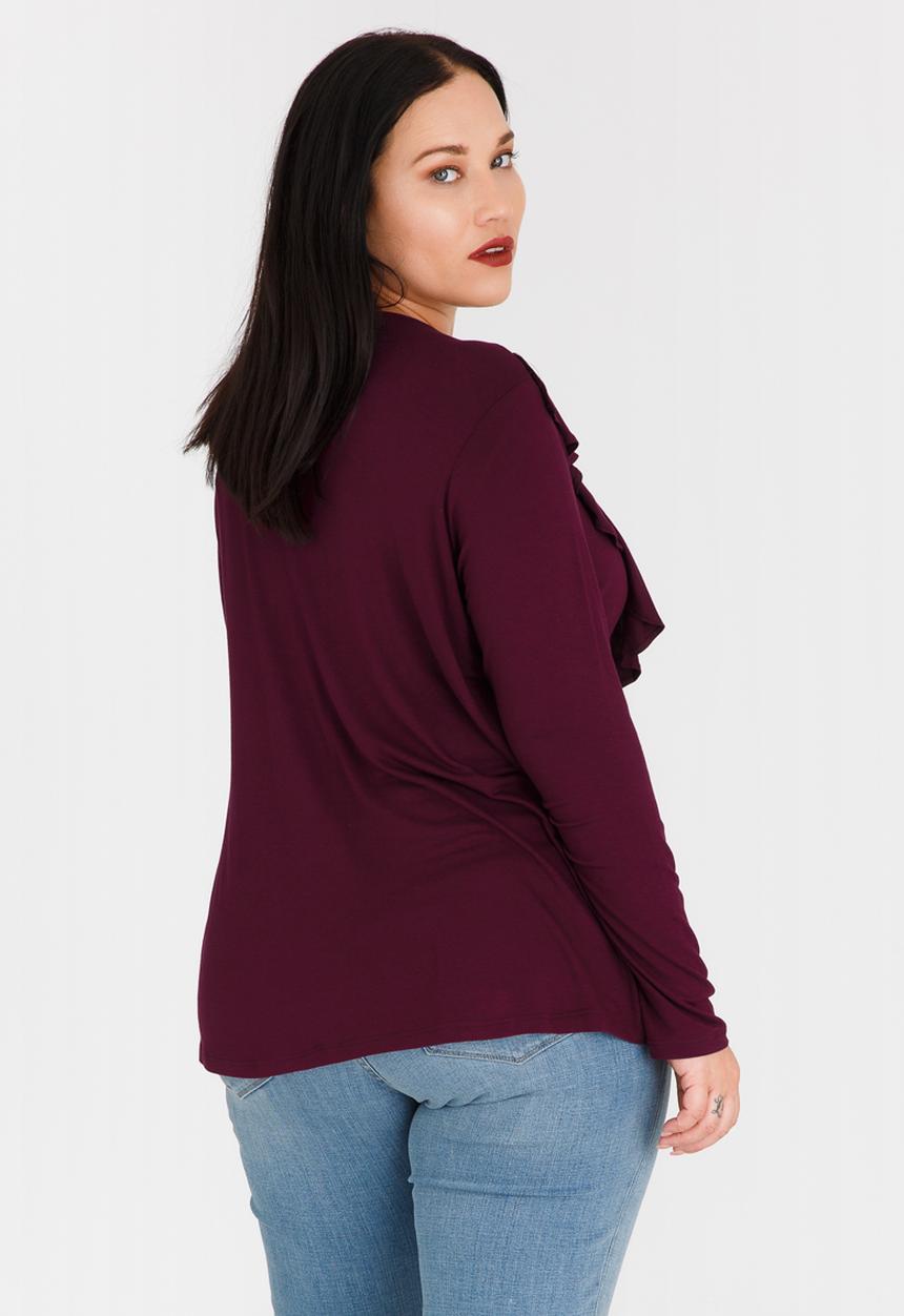 STYLE REPUBLIC PLUS - Frill Lace-Up Top Burgundy