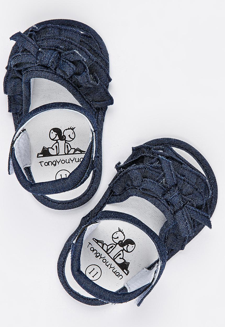 Pop Candy - Denim Ruffle Sandal Dark Blue