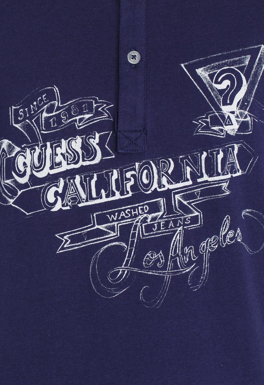 GUESS - S/S Rolled Sleeve Henley Blue