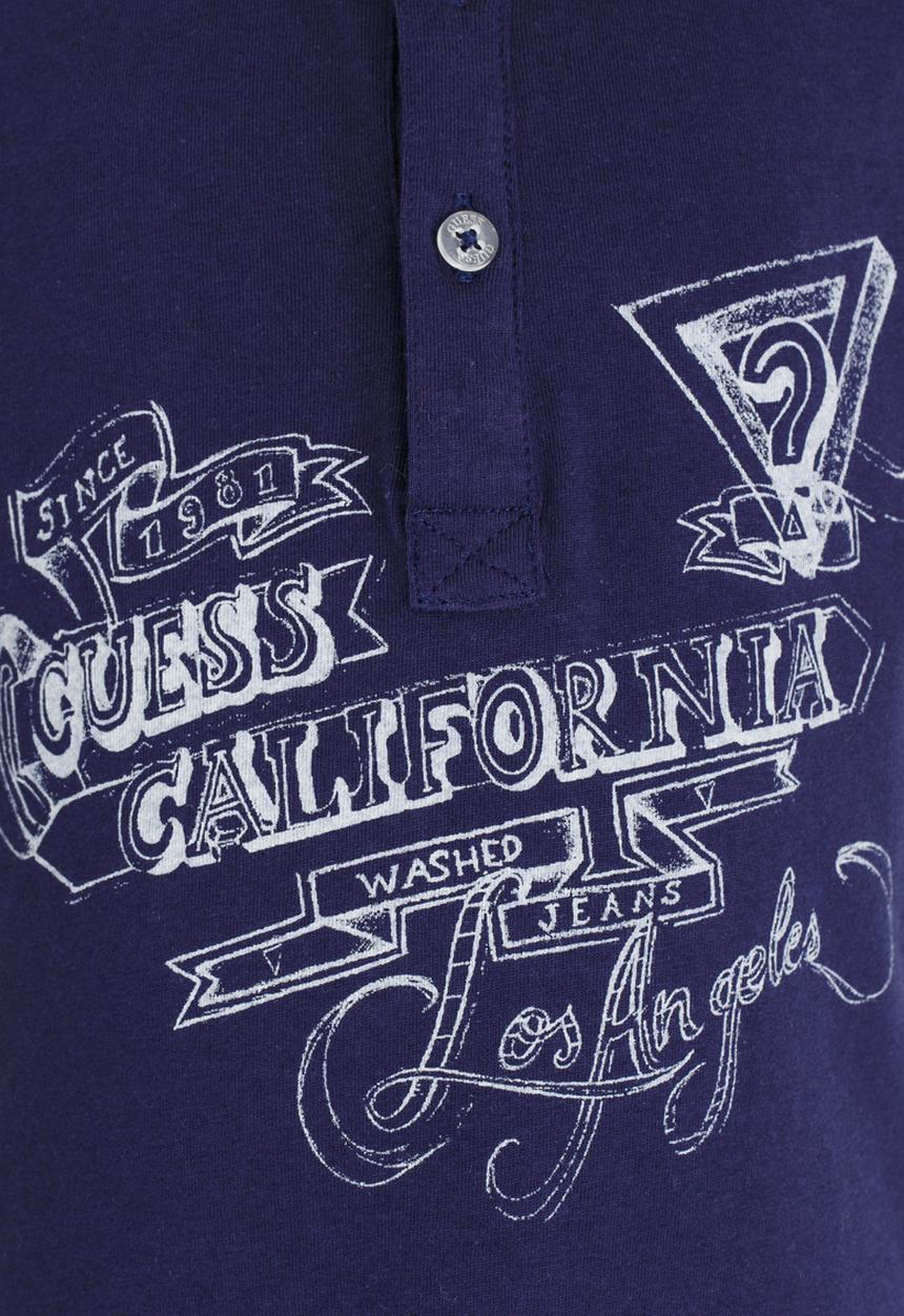 GUESS - S/S Rolled Sleeve Henley Blue