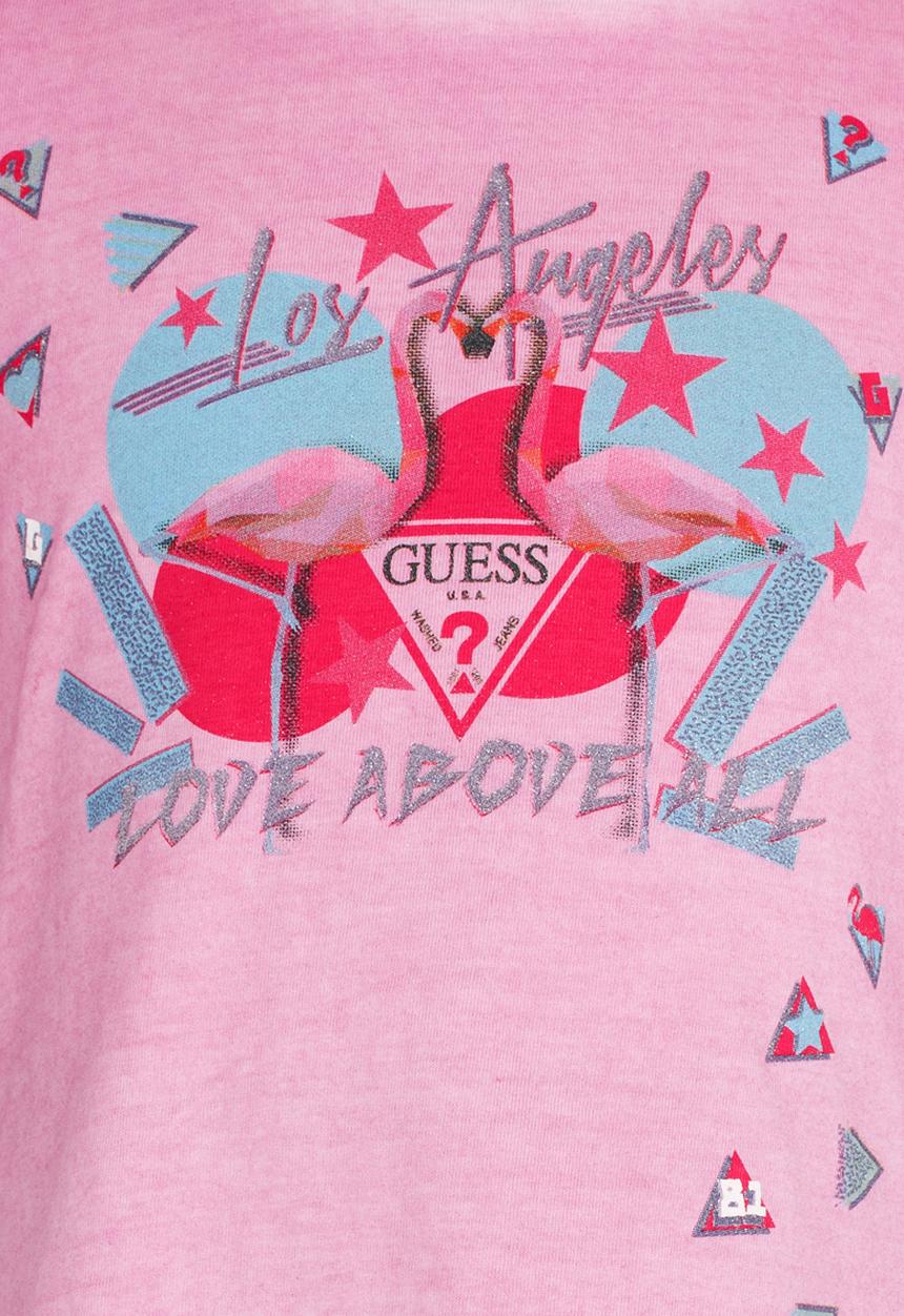 GUESS - S/S  LA Flamingo Tee Pale Purple
