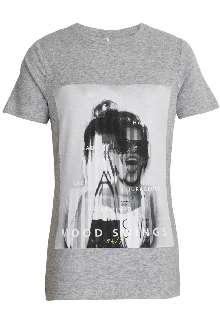 Name It - Girls Short Sleeve Printed Tee Grey