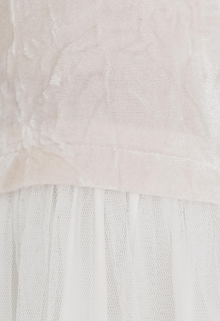 See-Saw - Velour Dress with Mesh Underlay Cream