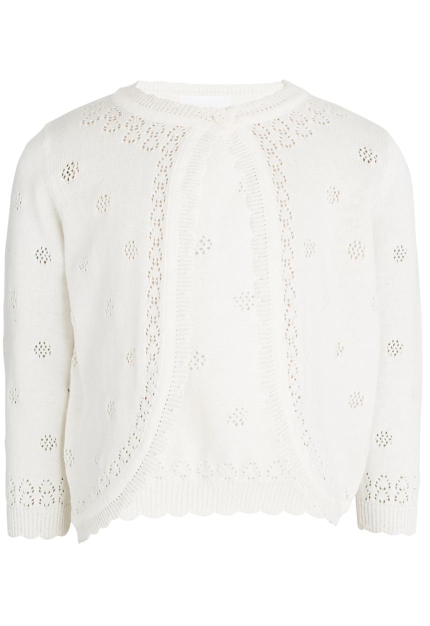 Pop Candy - Cardigan With Pointelle Detail White