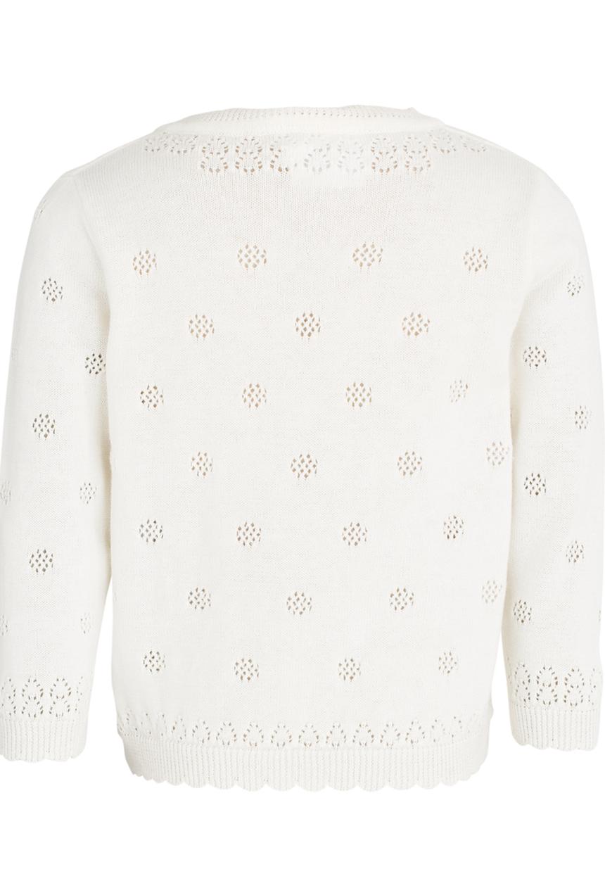 Pop Candy - Cardigan With Pointelle Detail White