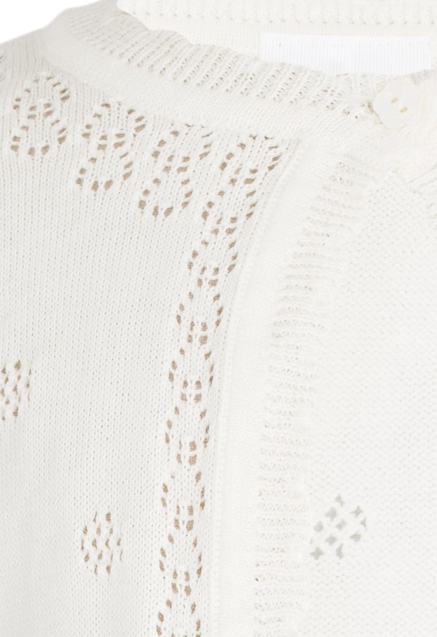 Pop Candy - Cardigan With Pointelle Detail White
