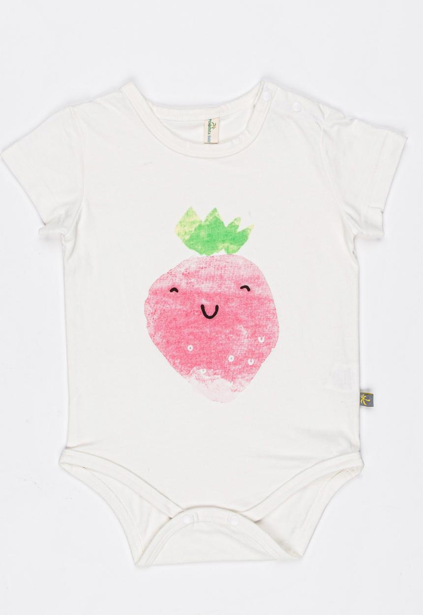 Peninsula Baby - Strawberry Printed Bodysuit White