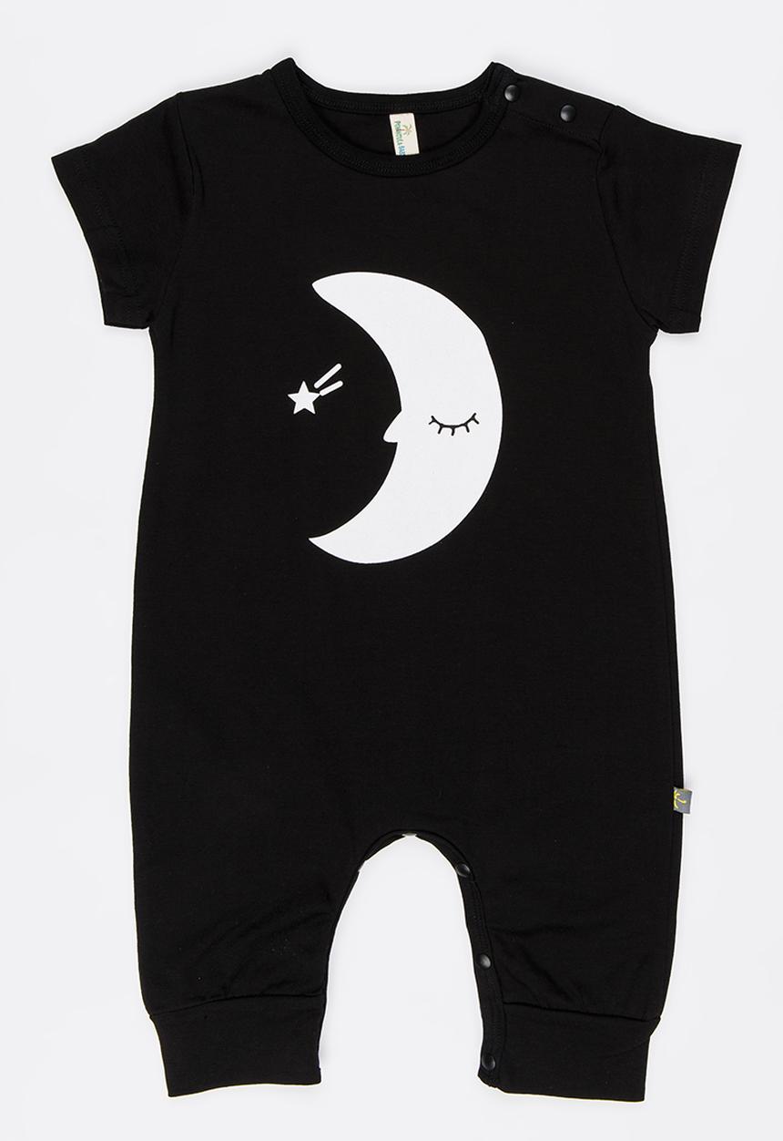 Peninsula Baby - Moon Printed S/S Sleepsuit Black