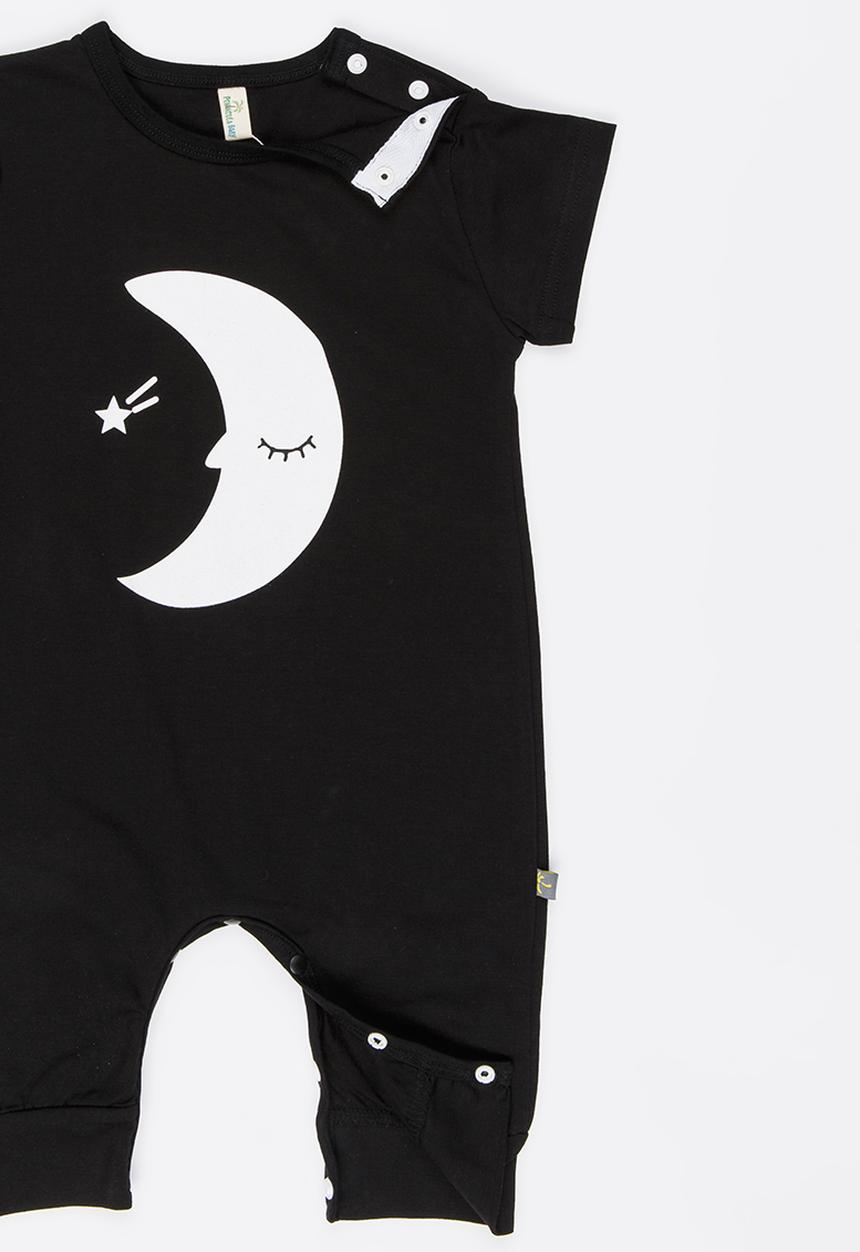Peninsula Baby - Moon Printed S/S Sleepsuit Black