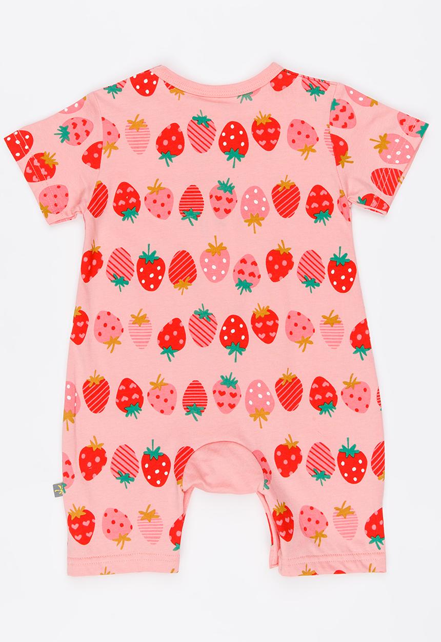 Peninsula Baby - Stawberry Printed Romper Pale Pink
