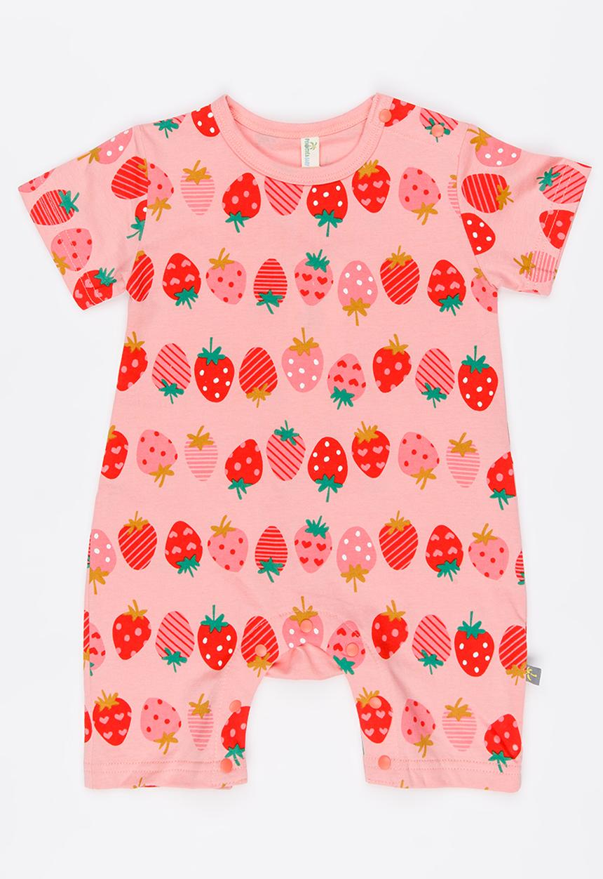 Peninsula Baby - Stawberry Printed Romper Pale Pink