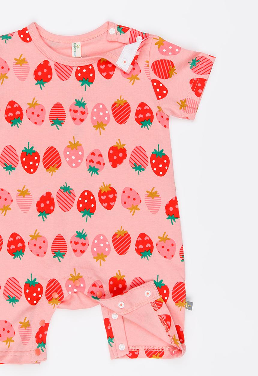 Peninsula Baby - Stawberry Printed Romper Pale Pink