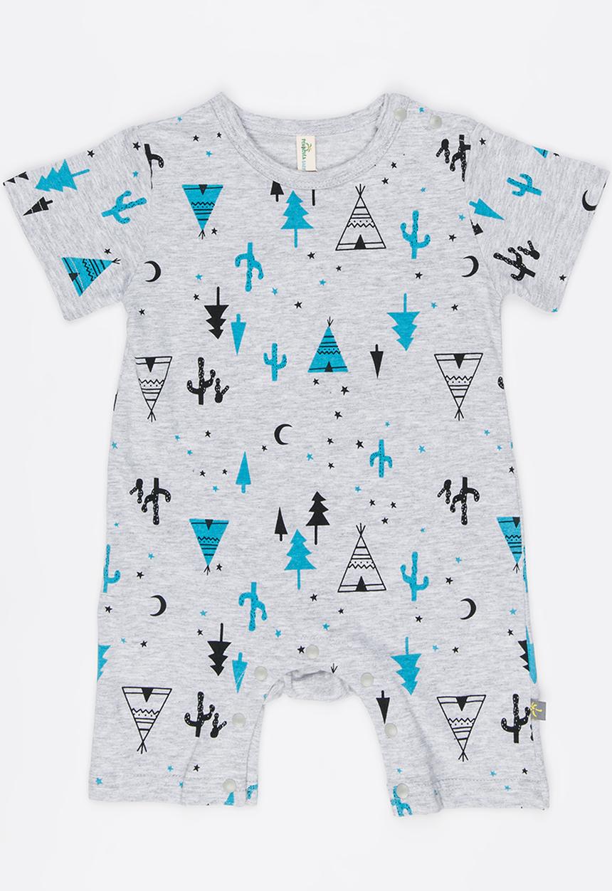 Peninsula Baby - Tribal Printed Romper Blue and Grey