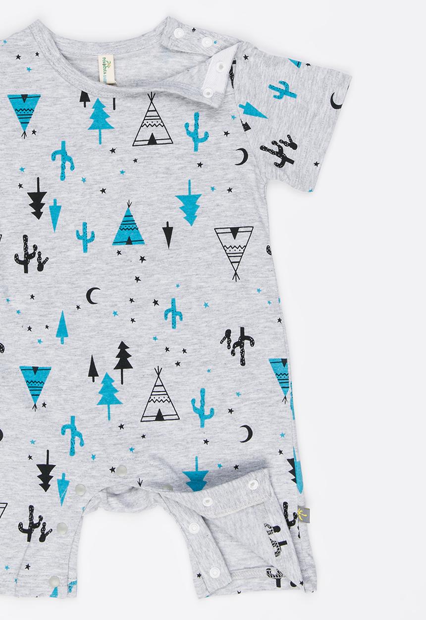 Peninsula Baby - Tribal Printed Romper Blue and Grey