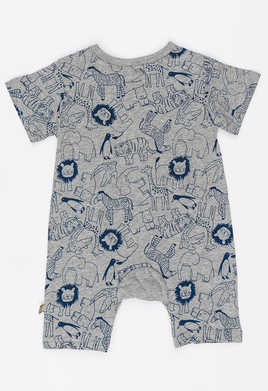 Peninsula Baby - Lion Printed Romper Blue and Grey