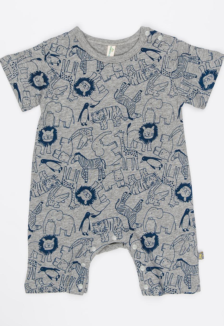 Peninsula Baby - Lion Printed Romper Blue and Grey