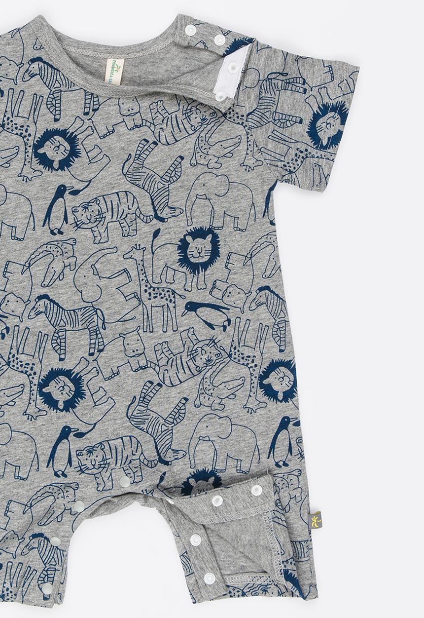 Peninsula Baby - Lion Printed Romper Blue and Grey