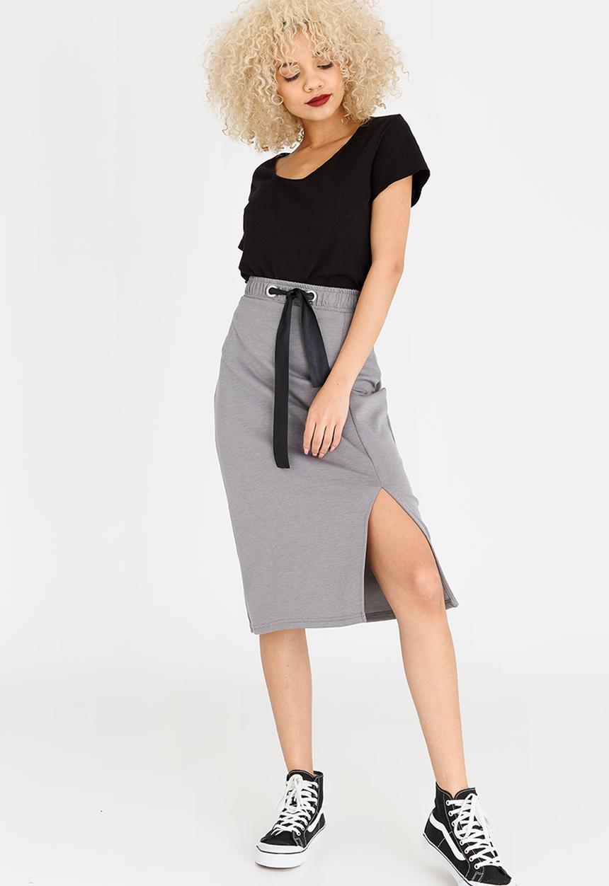 c(inch) - Sports Luxe Bodycon Skirt Pale Grey