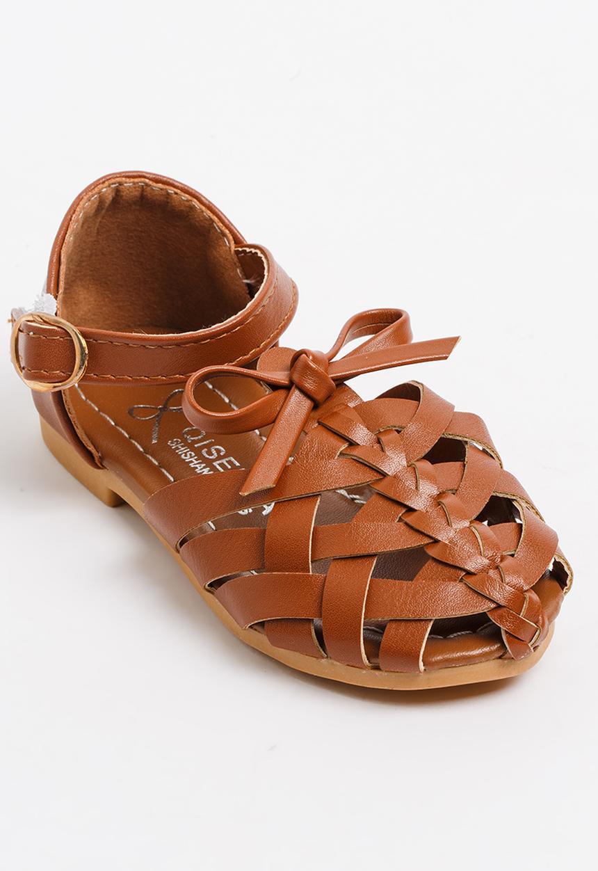 Pop Candy - Girls Cage Sandal Tan