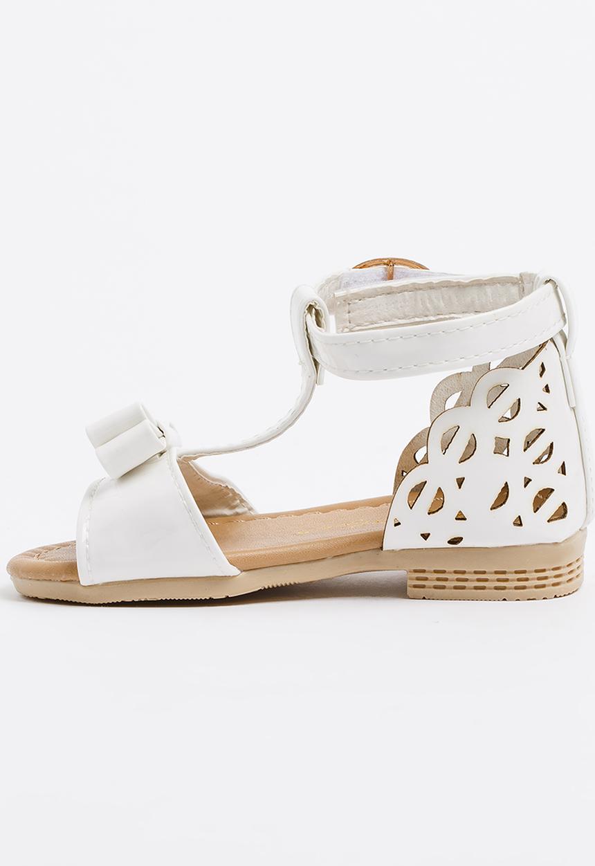 Pop Candy - T-Bar Sandals with Bow White