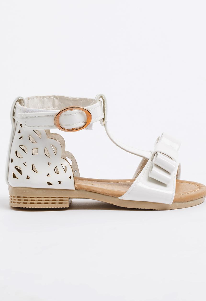 Pop Candy - T-Bar Sandals with Bow White