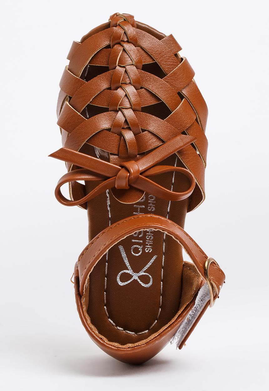 Pop Candy - Girls Cage Sandal Tan