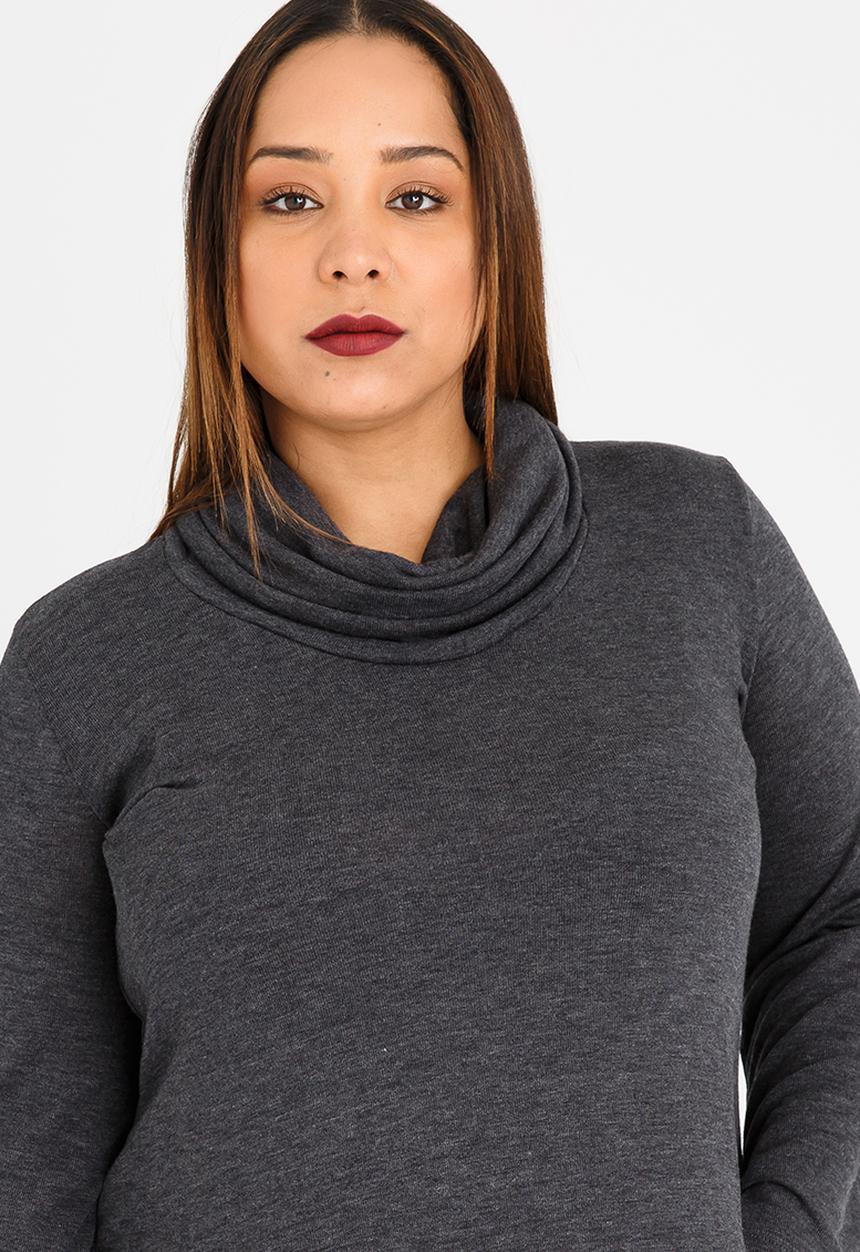 edit Plus - Cowl Neck Jersey Grey