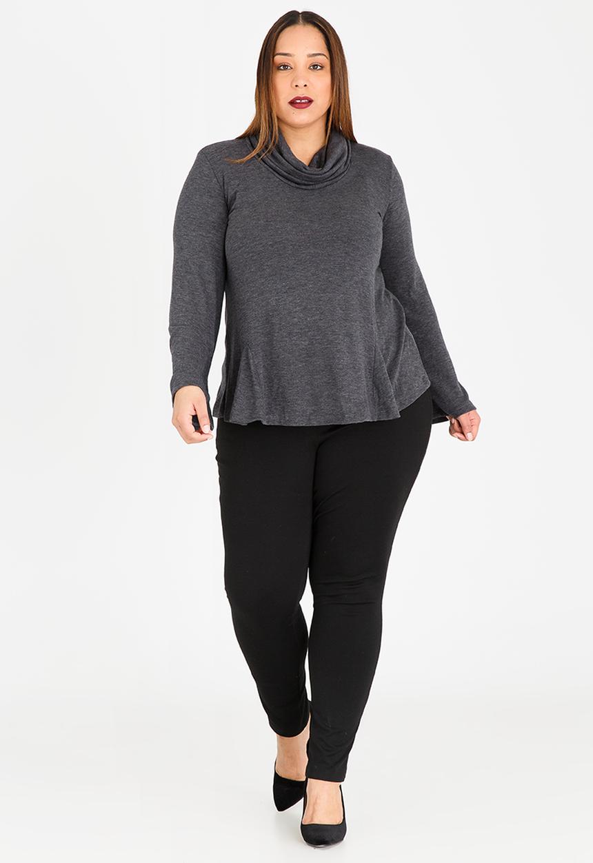 edit Plus - Cowl Neck Jersey Grey