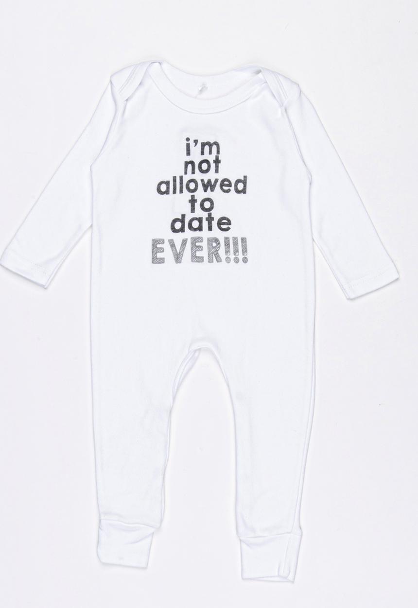 Funky Shop - Im Not Allowed to Date Ever Babygrow White