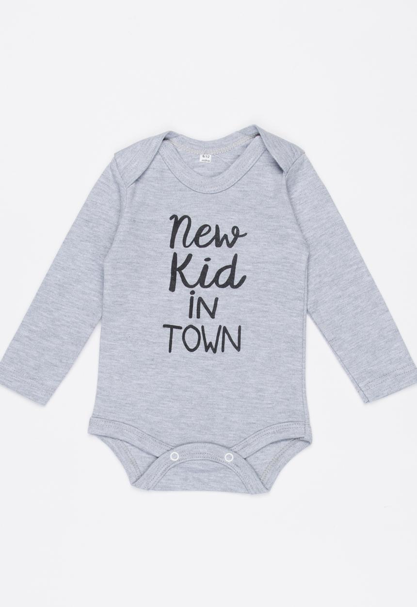 Funky Shop - New Kid In Town Babygrow Grey