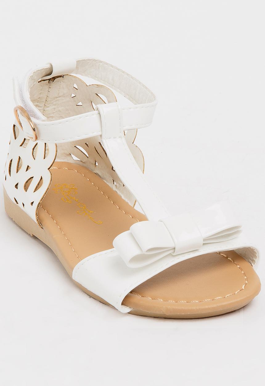 Pop Candy - T-Bar Sandals with Bow White