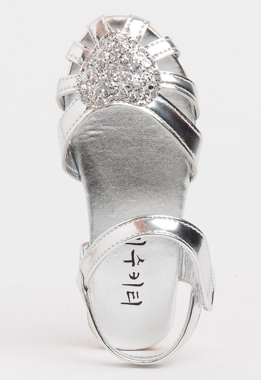 Pop Candy - Sandal with Heart Detail Silver