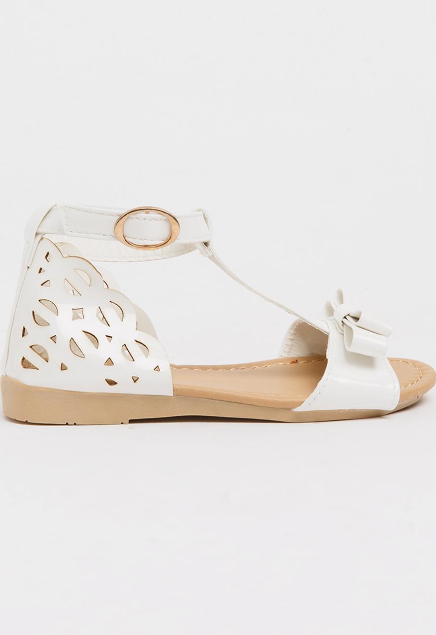 Pop Candy - T-Bar Sandals with Bow White